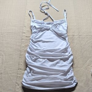White Ruched Halter Dress Size Small NWOT
